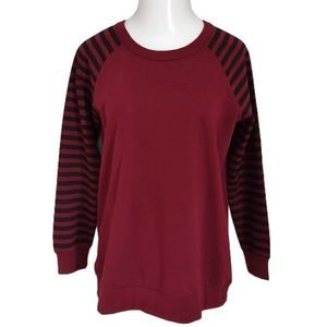 Anthony Richards Maroon Burgundy Stripe Sleeve Longer Top